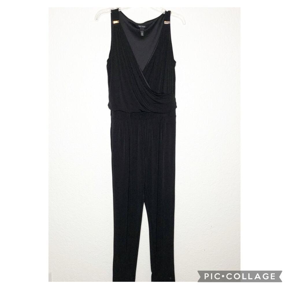 WHBM black wrap front top sleeveless jumpsuit size 8